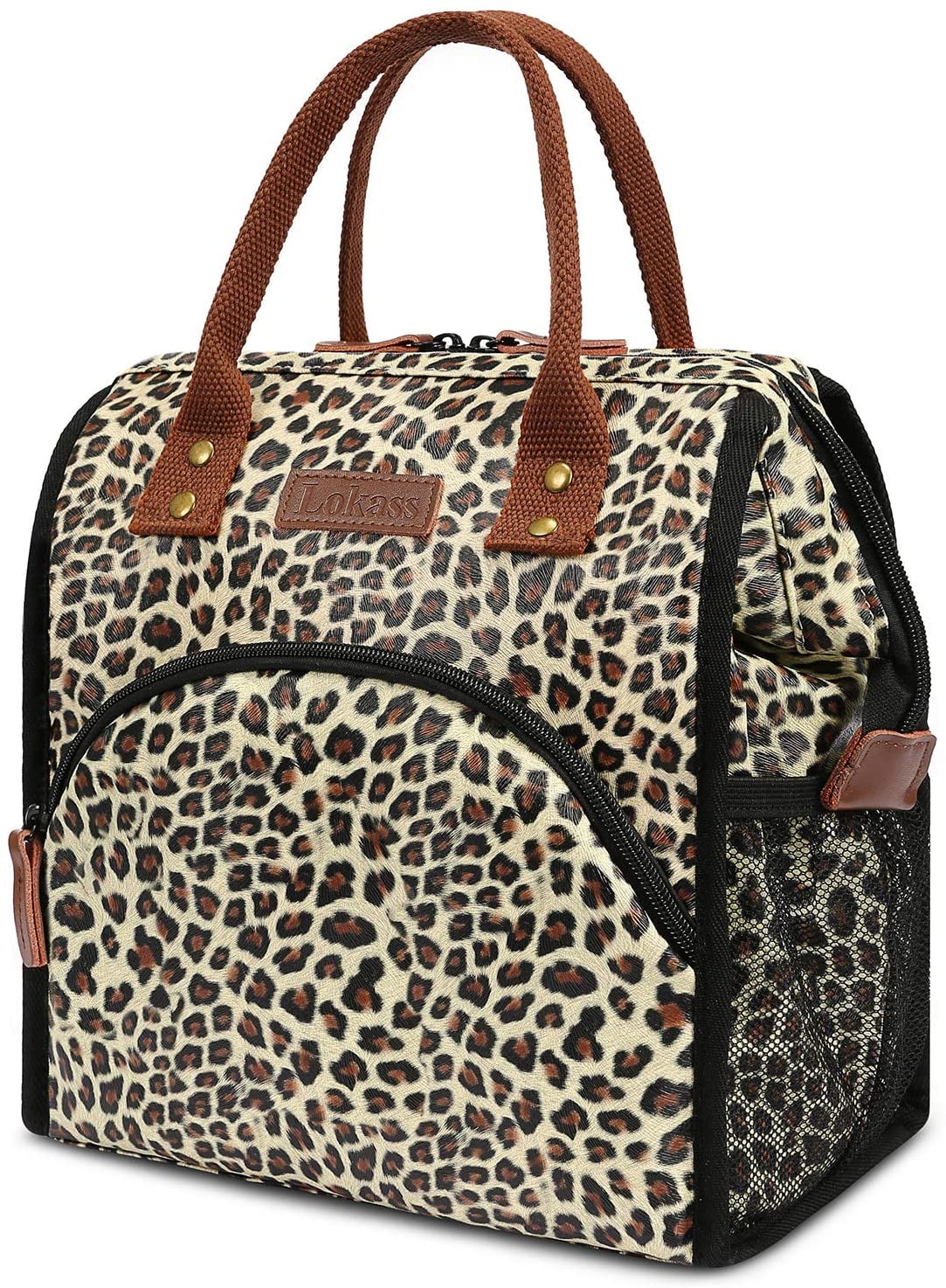 MIER Women Lunch Totes Stylish Insulated Lunchbox Bag, Leopard