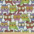 thumbnail image 2 of Ambesonne Colorful Fabric by the Yard Upholstery, Ornate Owl Polka Dots, 1 Yard, Multicolor, 2 of 5