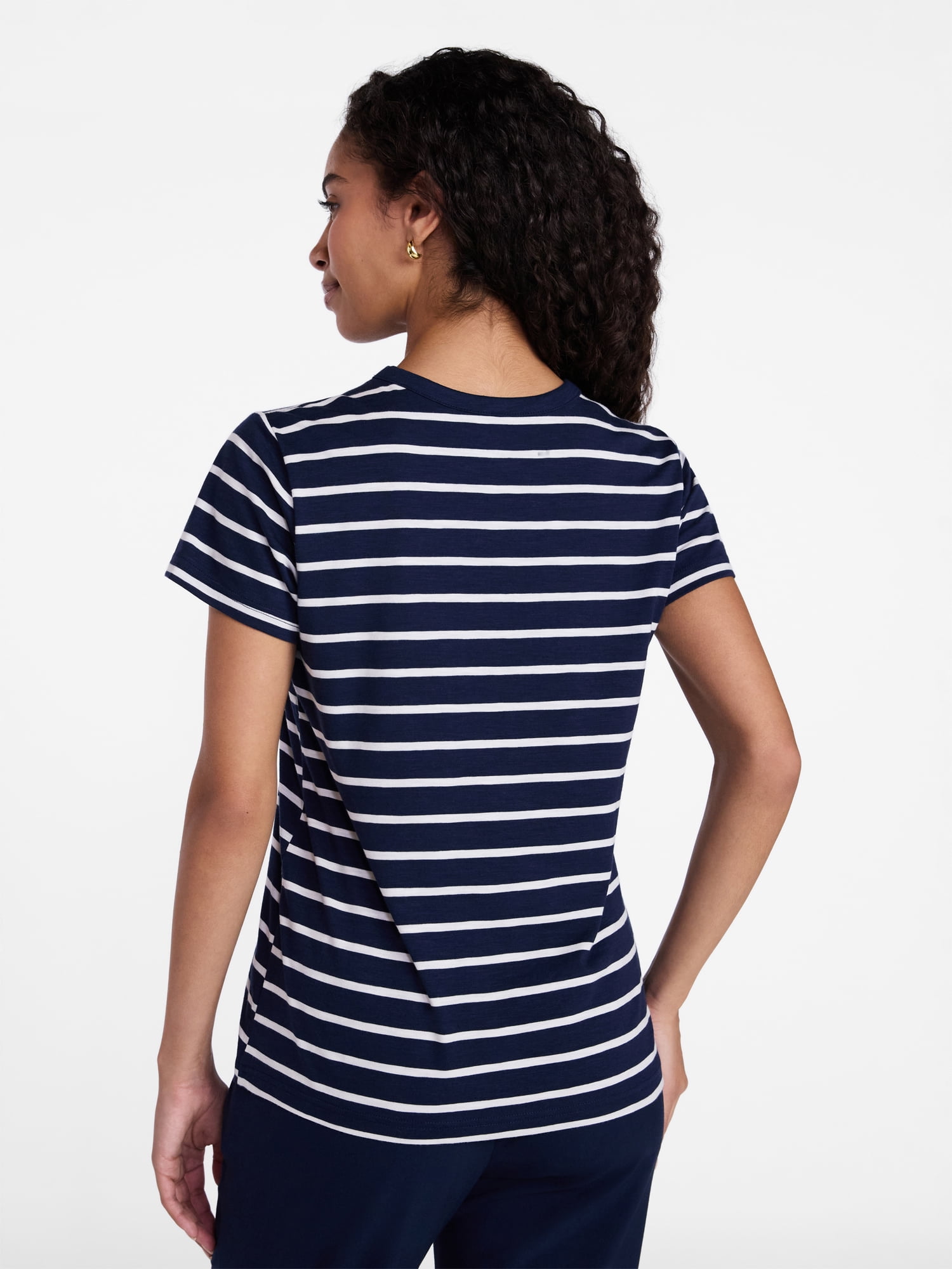Time and Tru Women's Slub Crewneck Tee with Short Sleeves, Sizes XS-XXXL
