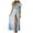 Sky Blue, variant on Fesfesfes Spring Dresses for Women Vintage Floral Printed Boho Dress V Neck Micro Sleeve Casual Long Dress Waist Lace Up High Slit Beach Dress