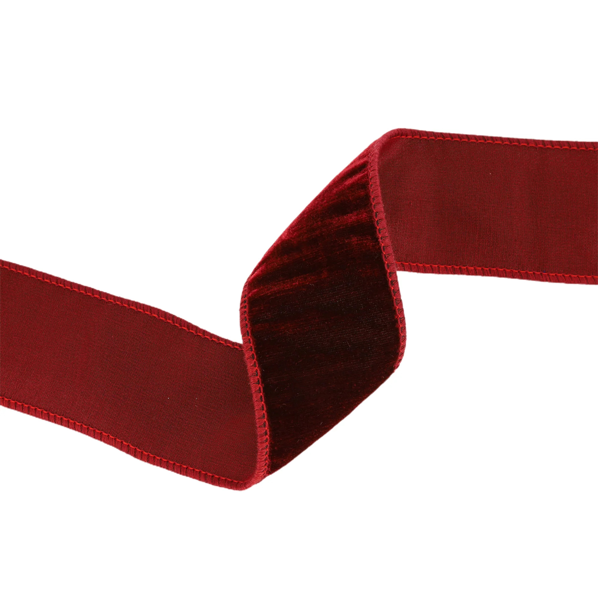 LaRibbons 2 1/2" Wired Premium Velvet Ribbon w/ Tissue Back | Burgundy| 10 Yard Roll