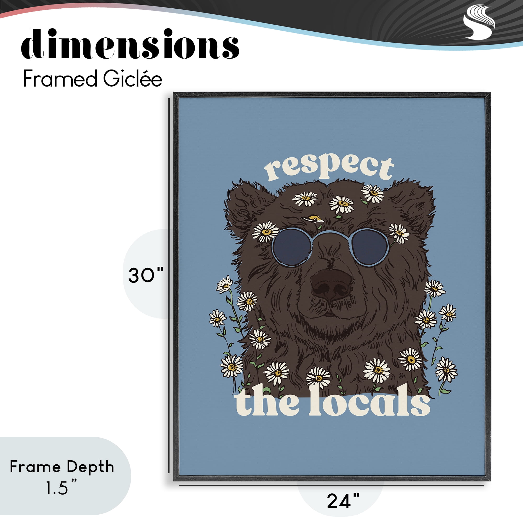 Stupell Industries Respect The Locals Bear Black Framed Giclee Art, design by Two If By Sea Studios