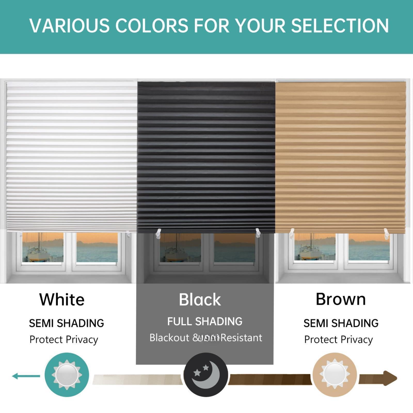 6 Pack Temporary Shades  Pleated Paper Blinds For Indoor Windows Cut To Size Adhesive No Tools Drilling Office Bedroom Living Room 24" W X 72" H Black