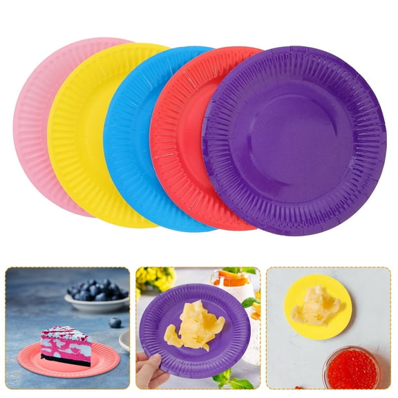 PTOOTP 50pcs Colored Paper Plates Red for Festive Birthday Party