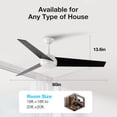 thumbnail image 4 of Warmiplanet 60inch White Ceiling Fan with Lights Remote Control,  DC Motor,6 Speed, Frosted Glass (3 Blades), LED Light, 4 of 8