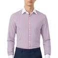 thumbnail image 4 of Men's Contrast Striped French Cuff Dress Shirt without Pocket Formal Business Long Sleeve Classic-fit Wedding Party Shirts, 4 of 9