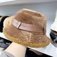 thumbnail image 4 of CoCopeaunts Large Bucket Hat for Women Outdoor Leisure Warm Corduroy Basin Hat Lambs Wool Brim with Pu Leather Belt Fisherman Hat, 4 of 8