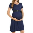 thumbnail image 3 of Bearsland Women’s Maternity Midi Dress Short Sleeve Casual Beach Pregnancy Dresses with Belt, 3 of 6