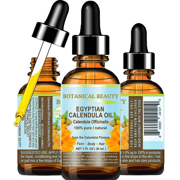 Aceite de Caléndula Egypto para Piel, Cabello y Uñas, 100% Puro y Natural, Hidratante y Antioxidante
