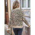 thumbnail image 4 of Leopard Print Sweater for Women Cheetah Sweaters Knit Fall Clothes Long Sleeve Sweater Khaki M, 4 of 9