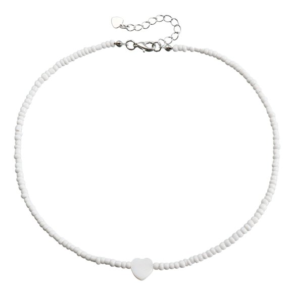 Hearth & Gear Bohemian White Small Rice Beads Beaded Necklace Of Pearl Pendant Necklace For Women Necklaces Long for Women Rectangle Necklace Pendant Cute Pendant Necklace Packs of Necklaces Necklace