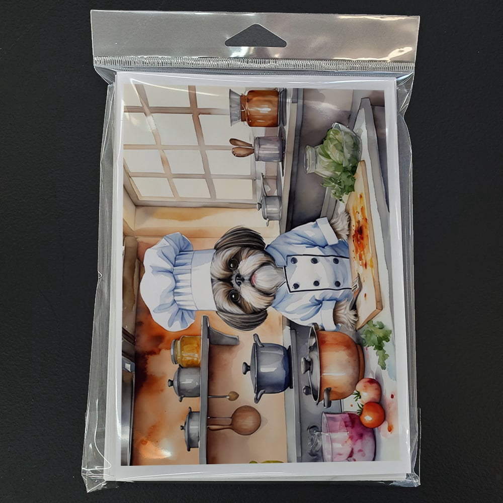 Shih Tzu The Chef Greeting Cards Pack of 8 7 in x 5 in