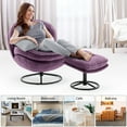 thumbnail image 7 of Velvet Swivel Accent Chair with Ottoman Set, Modern Lounge Chair with 360 Degree Swiveling Metal Base & Footrest, Comfy Single Sofa Chair for Living Room Bedroom, Reading Room, Home Office, Purple, 7 of 7