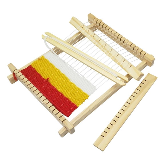 8.5"x 6.5" Wood DIY Weaving Loom Kit, beginner‑friendly with illustrated guide compact tabletop size, for kids fine‑motor handcraft classroom home use,1Set