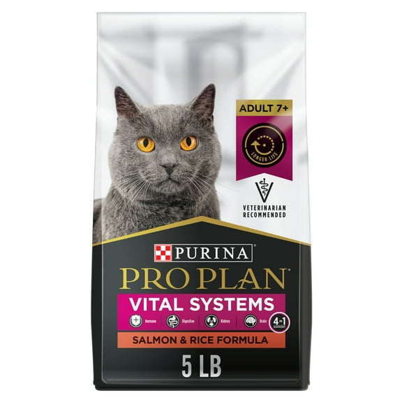 Purina Pro Plan Vital Systems Dry Cat Food, Salmon & Rice, 5 lb Bag