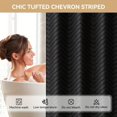 thumbnail image 4 of QUTETN No Hook Shower Curtain and Snap in Liner SetBlack Tufted Chevron Striped Cloth Washable Fabric Boho Bath Curtain with See Through Mesh Top Window for Bathroom Hotel 71 W x 19.55 gal, 4 of 4