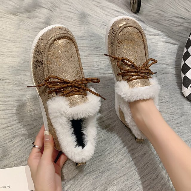 Zapatos de mujer, plataforma, punta redonda, calzado femenino, tacones bajos, mocasín, vestido de invierno, nueva Roma, tela básica de PU, botas de nieve sólidas36 Gao Jinjia LED