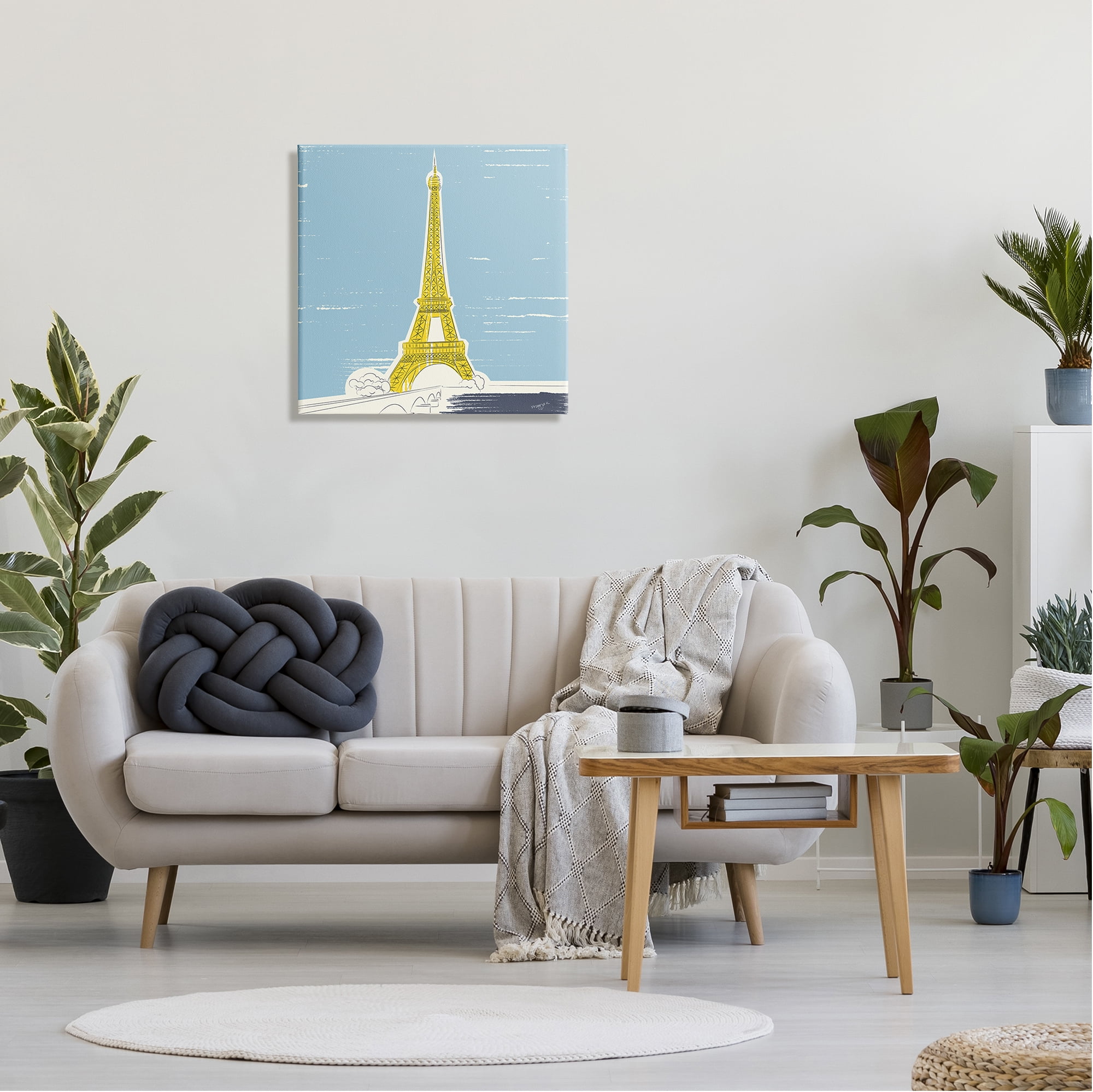 Stupell Industries Eiffel Tower Architecture Travel & Places Painting Gallery Wrapped Canvas Art Print Wall Art, 24 x 24