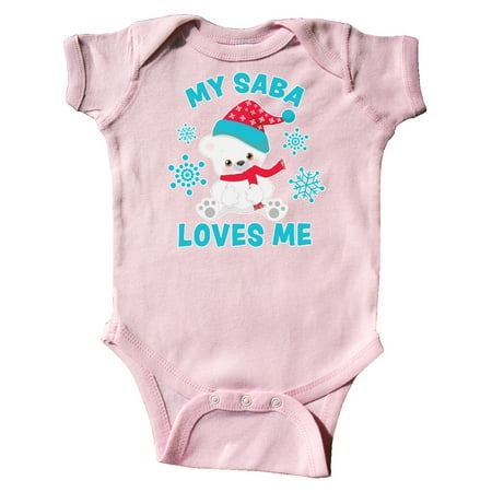 

Inktastic Polar Bear My Saba Loves Me in Santa Hat with Snowflakes Gift Baby Boy or Baby Girl Bodysuit