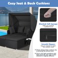 thumbnail image 4 of Gymax Lit de Jour en Rotin pour Patio avec Auvent Rétractable, Tables d'Appoint, Coussins, Beige, Extérieur, 4 of 10