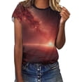 thumbnail image 2 of Womens Summer Tops Starry Night Print Women's Short Sleeve T Shirt Loose Fit Casual Crew Neck Top, 2 of 5