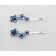 thumbnail image 2 of Faship A Pair Of Navy Blue Rhinestone Crystal Floral Hair Clip Pins 2 Pcs, 2 of 4
