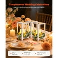 thumbnail image 2 of KFFKFF 12 Sets/36 Pieces Wooden Lantern Centerpiece Set, Includes 12 Wooden Lantern Candle Holders, 12 Flameless LED Candles, and 12 Eucalyptus Leaf Wreaths for Table Decorations at Weddings, Parties, 2 of 9