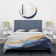 thumbnail image 3 of Designart "Marble Storm in Blue and Yellow Abstract I" Abstract Painting Bedding Covert Set - Abstract Blue Modern Bed Set With 2 Shams, 3 of 5