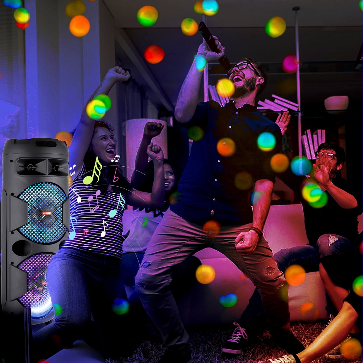 RIDWIND 4000W Peak Power Bluetooth Speakers Portable Wireless Speaker with Double 6.5 inch Subwoofer Heavy Bass,FM Radio, Microphone, Lights, Remote Control TWS Stereo Sound System Speaker