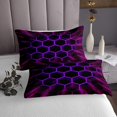 thumbnail image 3 of Erosebridal Chic Honeycomb Coverlet Set Queen, Purple Bedding Set, Abstract Geometry Decor 3-Piece, 3 of 5