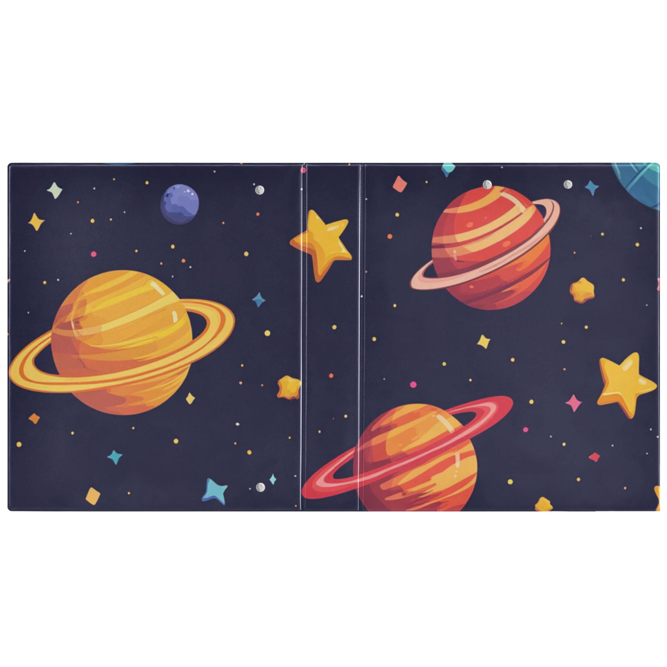 Planets and Stars 3 Ring Binders 1.5 inch Hardcover File Folders with Interior Pockets A4 Size Organizer for School Office Hospital