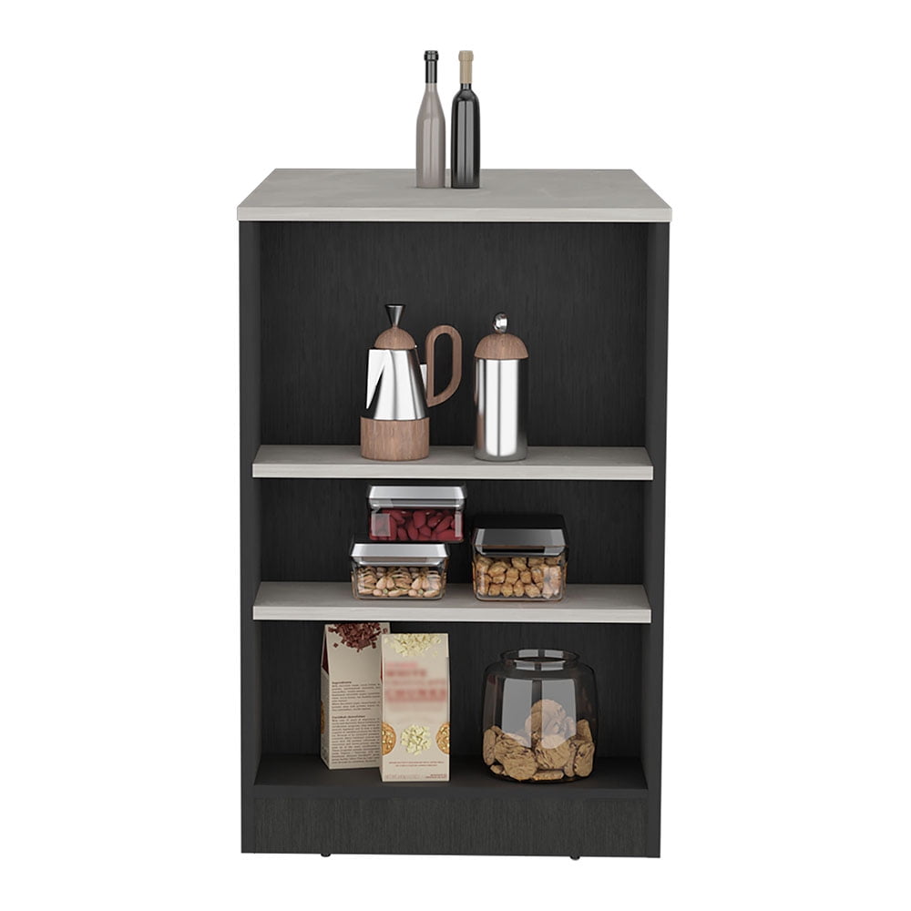 LiviNest Kitchen Island with Storage Shelves: 23.2x36.2 Inch Modern Kitchen Cart - 3-Side Open Shelf Design for Food Prep & Small Business Use