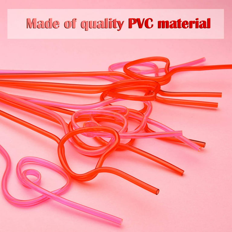 New Heart Shaped Silicone Spiral Straws Reusable Food Grade Material  Valentine's Day Party Family Gathering Straws