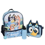 Bluey 4 Piece Backpack Set for Pre-School Girls & Boys, Kids 16" School Bag with Front Zip Pocket, Blue