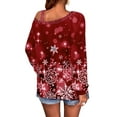 thumbnail image 3 of DYMADE Women Plus Size Snowflake Printed Loose Casual Diagonal Shoulder T-shirt, 3 of 4