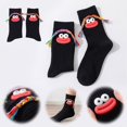 thumbnail image 6 of Cute Cartoon Big Mouth Crew Socks, Colorful Braided Rope Funny Face Casual Cotton Socks, Comfort Soft Daily Wear Mid Calf Socks for Women, 6 of 7