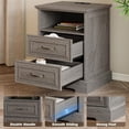 thumbnail image 5 of FANRAL 2 Drawers Dresser for Bedroom,Farmhouse Nightstand with Charging Station & Open Shelf,24" Wide Wooden Chest of Drawers,Rustic Storage Cabinet,Dark Gray Dresser, 5 of 6