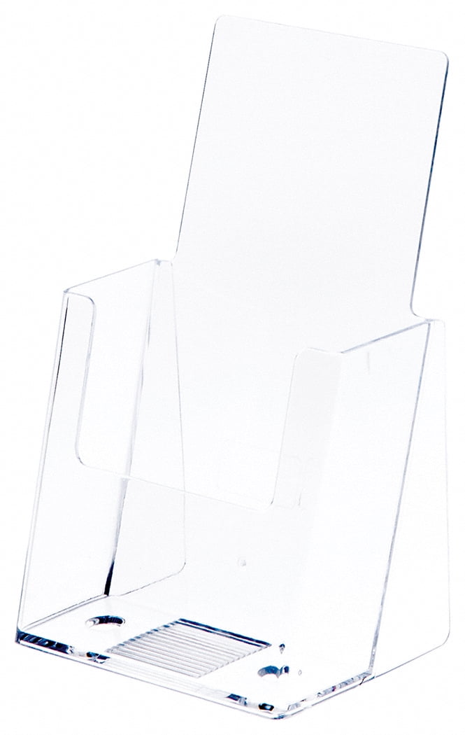 Plymor Brand Clear Acrylic Slatwall Tri-Fold Brochure Literature Holder 4.5 W x 2.5 D x 7.25 H 
