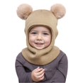 thumbnail image 2 of VNKIDY Kids Caps Children Winter Knitted Hat Warm Solid Color Full Face Cover Neck Gaiter Cozy Beanie Hood With Cute Pom For Boys Girls Lovely Headwear, 2 of 4