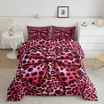 thumbnail image 2 of jejeloiu Kawaii Girls Bowtie Bedding Comforter Set,Leopard Print Bow Twin Comforter Sets,Pink Bow Knot Bedding Set For Kids,Breathable Home Decor Reversible,2 Pieces, 2 of 8