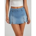 thumbnail image 7 of EMMIOL Women's Mid-Low Waisted Stretch Denim Mini Skort Y2K Casual Jean Skirt with Built-in Shorts, 7 of 7