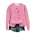 thumbnail image 4 of Fartey Women's Plus Size Breast Cancer Long Sleeve Sweatshirt Soft Lightweight Crewneck Sweatshirts Cancer Survivor Pullover Tops Pink L, 4 of 4