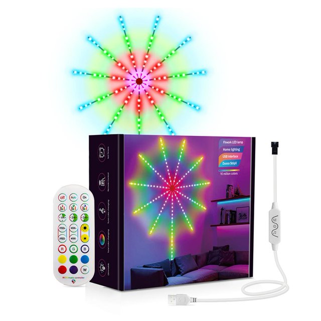 Kit de luz de fuegos artificiales 156LED con control remoto de sonido de música para decoración navideña Hugtrwg Para estrenar