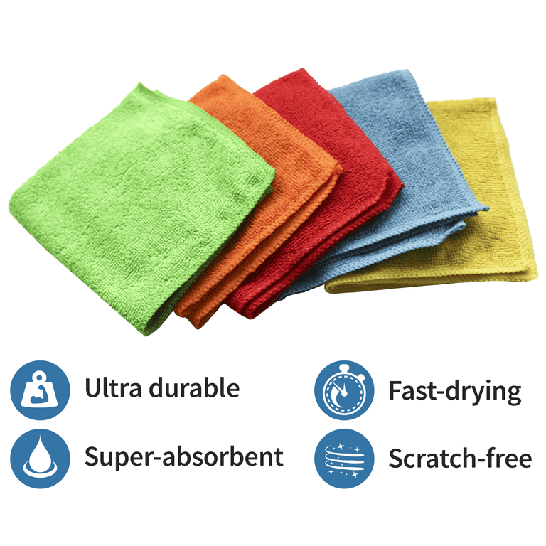 Arkwright Microfiber Cleaning Rags (Bulk Bag of 50), 12x12 in., Assorted  Colors, Multipurpose Cleaning Cloths 