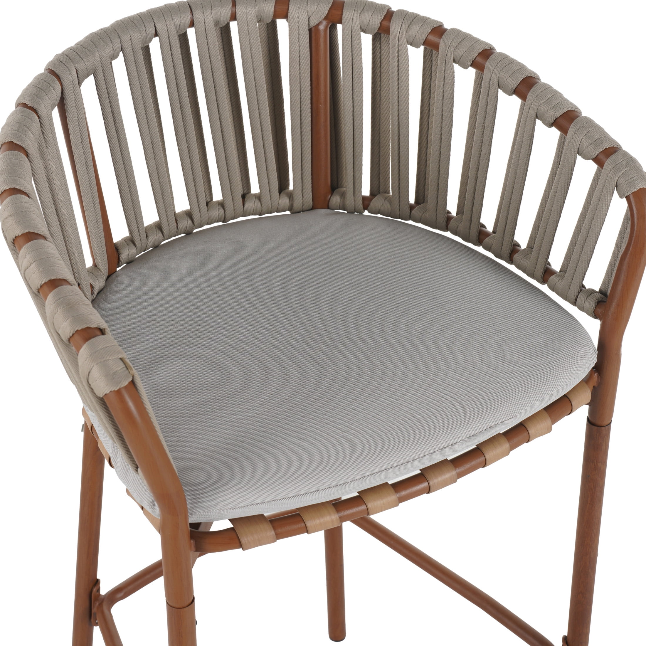 Christopher Knight Home Bohemian Rattan Outdoor Barstools with Fan-Shaped Backrest, Beige Cushions, Set of 4