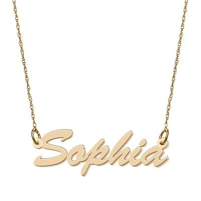 Personalized Women's 14kt Gold Script Nameplate Necklace, 18"