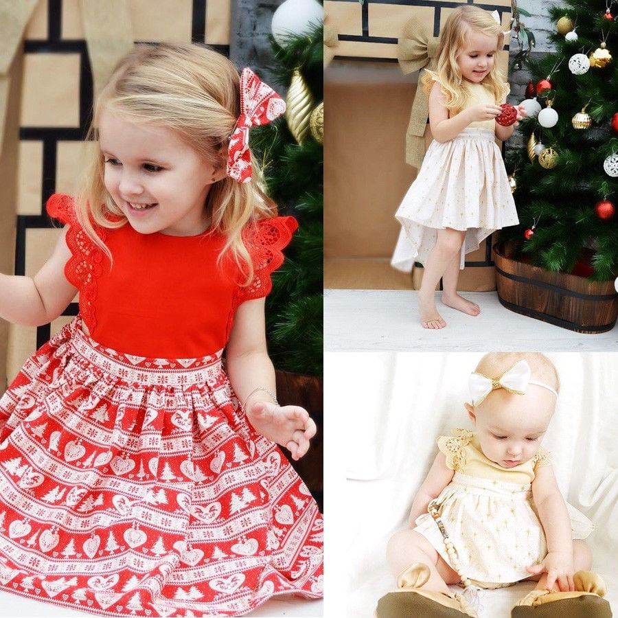 Infant Toddler Baby Girls Floral Romper Dress Lace Ruffle Sleeveless Sister Xmas Clothing Infant Toddler Baby Girls Floral Romper Dress Lace Ruffle Sleeveless Sister Xmas Clothing