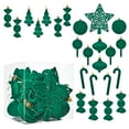 thumbnail image 2 of hulanddfd Christmas Ornaments Set - 23Pcs Flocked Xmas Tree Shatterproof Hanging Balls with 1pc Star Tree Topper, Green Christmas Hollow Balls for Wedding Party Tree Wreath Holiday Decor, 2 of 6