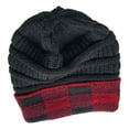 thumbnail image 3 of QQAMB Women's Knitting Beanie Hat Cap Winter Check Plaid Brim Outdoor Warm Headwear Cable Hats, 3 of 5
