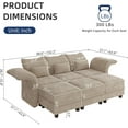 thumbnail image 3 of LLappuil Modular Sectional Sofa, 6 Seat Modular Sectional Sofa Convertible Sleeper Sofa Bed, 25.6" Deep Seat Chenille Sofa with Storage Khaki, 3 of 9